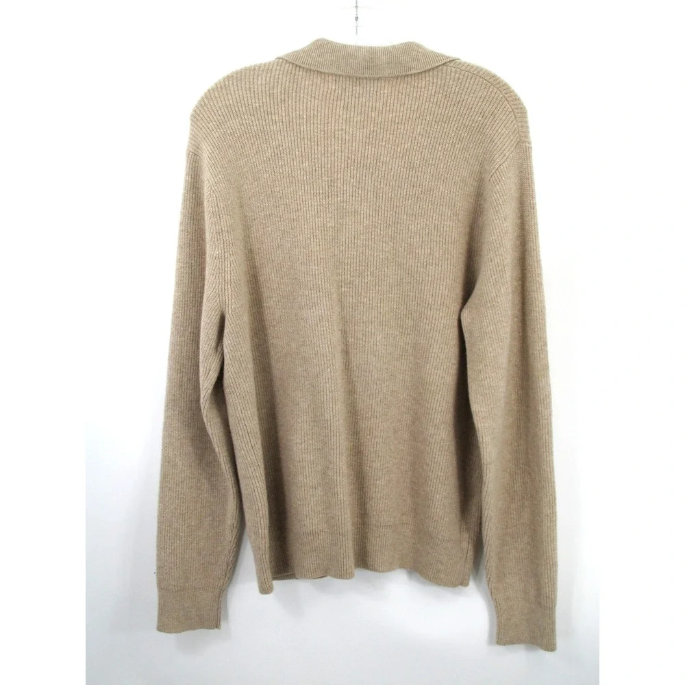 NWT GOODFELLOW Cardigan Knit Sweater Men Small Tan Button-Up Pocket Preppy Dad